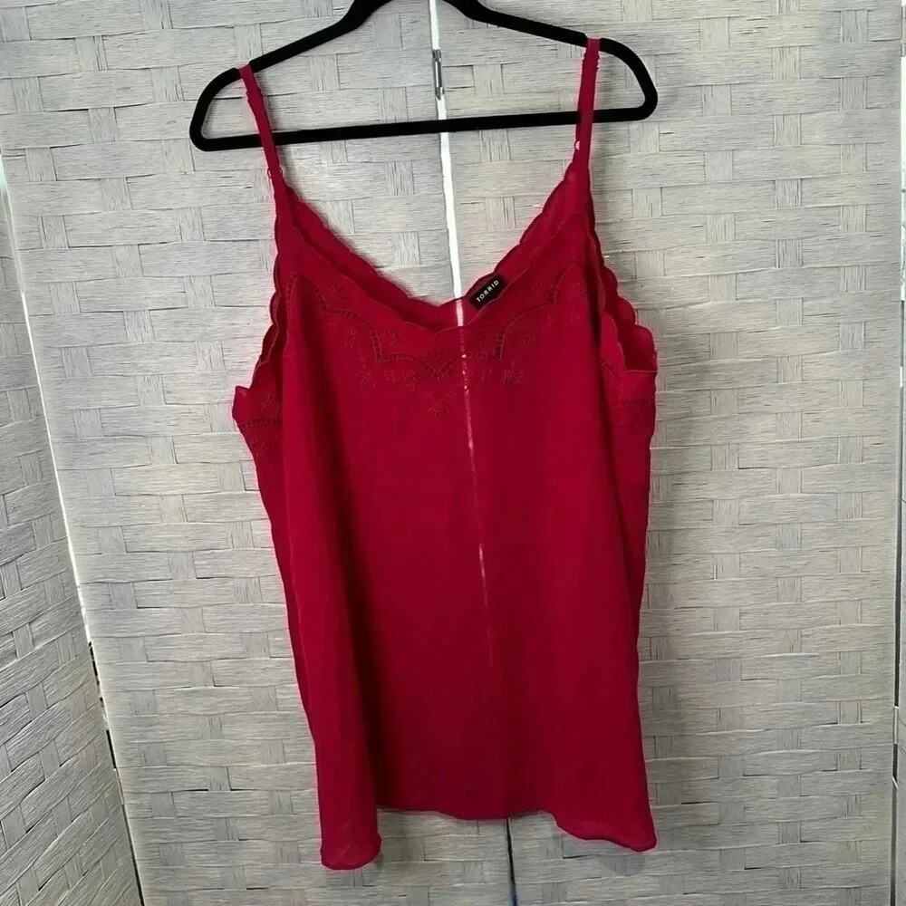 Torrid womens cotton tank‎ top with eyelet embroidery Y2K romantic Plus size